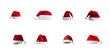 © MDKOYES - Collection of  eight santa hats for christmas holiday  isolated on transparent background