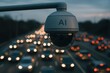 © rookielion - Intelligent Traffic Control: Modern AI-powered dome camera mounted above congested highway with streaming vehicles at twilight