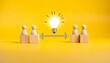 © Innovative - Idea exchange between two teams with light bulb on yellow background