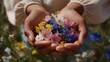 © forenna - Close-up of hands cradling delicate blooms in natural light — representing joyful moments, seasonal beauty, and mindful living visuals for editorial or social media. cinematic color correction,