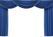 © Marie - Elegant blue swag valance and curtains isolated PNG, window dressing for theater stage or home decor on transparent background