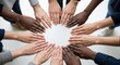 © Nazlykhan - Diverse group hands forming circle on white background