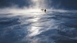 © Thares2020 - A group of explorers trek through a harsh misty winter landscape under a bright sun