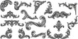 © Sagar Creative - Vintage flourish and scrollwork elements in engraved style, vector illustration for classical design, decorative embellishment, and baroque motif concept