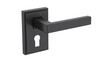 © Chaudhary - A dark modern door handle with a keyhole is isolated on a transparent png background.