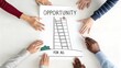 © YLing - People reaching for a ladder of opportunity on a poster