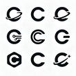 © Ihsan - Futuristic Letter C Logo Set in Black and White