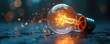 © Viktor - Bright lightbulb shines with creative sparks. Idea concept visualization. Glowing electric light signifies innovation, solution, inspiration. Visual for progress, business, brainstorming. Power,