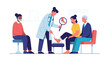 © Jannatul - Doctor examining a patients foot while other people wait, illustrating a medical consultation or podiatry appointment