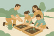 © OLEKSANDR - No icon garden family off vector green negative joy numbers text sky