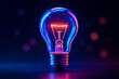 © 121icons - Bright electric light bulb neon glowing symbol representing inspiration innovation creative concept and futuristic technology imagination