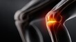 © Darcraft - Knee joint with highlighted orange area indicating inflammation or pain, showing bone structure in detail, suggesting medical concept or health issue related to joints and arthritis