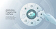 © Seanprai - API Application Programming Interface software development tool, cloud computing, hand placing wireframe elements into composition. Artificial Intelligence technology innovation background.