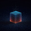 © Phetthanousack - Abstract digital background showing large scattered data shrinking into a small, dense, efficient cube or block, illustrating optimization ,geometry ,transfer ,size