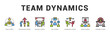 © Mia - Team Dynamics Modern and clean web banner illustration featuring thematic icons for visual communication