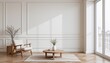 © OnuTH - Minimalist Living Room Interior with Wooden Furniture and Natural Light in Spacious Environment