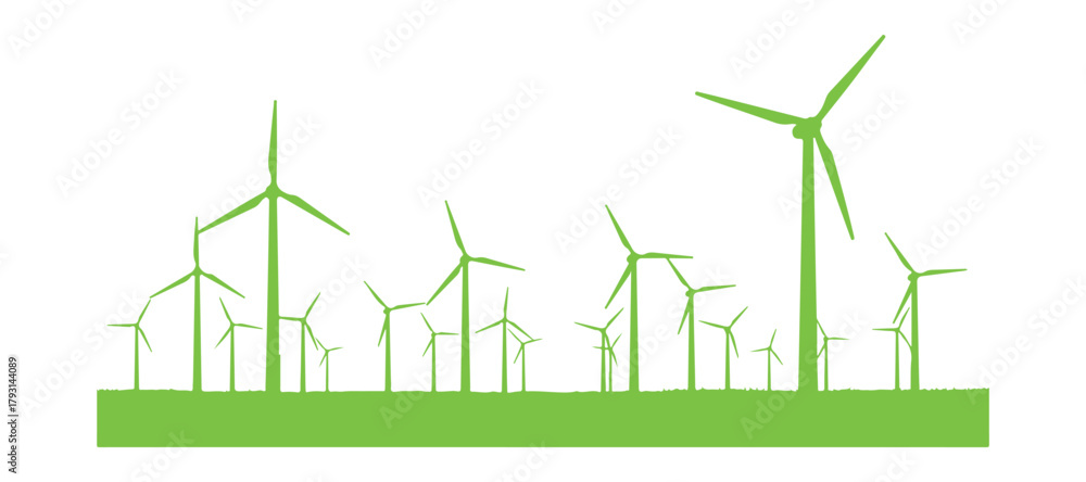 Towers of a wind farm for power generation. Icon of a windmill. Concept ...