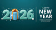 © Md. Tanjim Tanvir - A cheerful 3d rendering of 2026 with a gift box, wishing a happy new year and a fresh start on a teal background