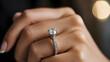 © Maher - A sparkling diamond ring on a person's finger, transparent png, isolated.