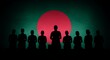 © Artistic - Silhouettes of people stand united before the vibrant Bangladesh flag symbolizing national pride and collective spirit