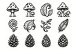 © Lena - Forest bird icons icon leaf vector theme curl enchanted feather toadstool