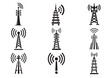 © Vector - Set of 5g signal tower icon, 5g signal tower silhouette vector