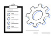 © robu_s - Checklist with checkmarks next to tasks and large gear symbolizing planning, productivity, and system improvement. Ideal for task management, workflow, efficiency, operations, goal setting, planning