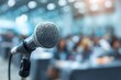 © hao - Microphone over the blurred business people forum Meeting Conference Training Learning Coaching Concept, Blurred background. High quality
