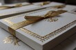 © Niwat - Elegant Gift Invitation Card with Gold Ribbon and Decorative Design
