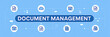 © Stock Studio - Document management system illustrated with cloud storage and file icons on a blue background representing efficient organization and workflow automation for business and personal use cases