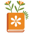 © azzedine - Book with floral flower decorations isolated vector illustration on white background