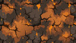 © aoao - Seamless, cracked scorched earth texture pattern with lava-like orange liquid bubbling beneath the surface. A dangerous, fiery background for game assets, hell, or volcano level design.