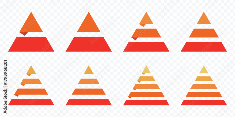 Triangular pyramid infographic vector icon set. Maslow layer diagram ...