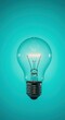 © Hungarian - Illuminated incandescent lamp glows brightly against a vivid teal background