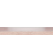 © Theeraphat - 3d wooden tabletop with clean white background. minimal luxury concept. bright high-key studio scene with copy space for product branding advertising display. 3d render.