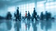 © hao - Goal. abstract motion blur image of business people crowd walking at corporate office building in city downtown, airport passenger building, blurred background, business center concept. High quality