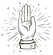 © Дмитро Менчинський - Hand with Rays and Stars Comic Style Drawing - Pop Art Style Human Palm