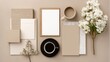 © _j_h_nameera - elegant stationery coffee mood board flat lay