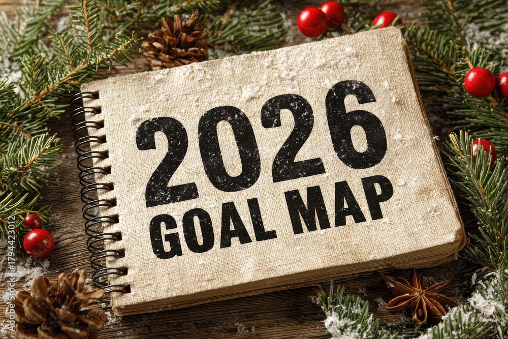 Goal Setting 2026 Flat Lay Of Rustic Kraft Notebook Labeled 2026 Goal 1000 F 1794423012 