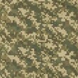 © Saad - A seamless digital military camouflage pattern featuring pixelated shapes in green, tan, and brown earth tones.
