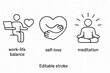 © ณภัทร วงค์มาวิวัฒน์ - Work-life, self-love, and meditation:  Visual representation of a balanced life, embracing self-love, and the calm of meditation. The image signifies the core principles of emotional wellbeing.