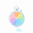 © Lovita - A vibrant, colorful stopwatch with a rainbow-segmented dial, symbolizing time measurement and efficiency.