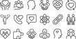 © Mdibrahim - relationships, teamwork, Love, friendship and social connections concept editable stroke outline icons set.