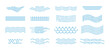 © Iry - Waves and water set of simple linear illustrations. Water surface icon, wavy, calm, in motion, scalloped. Vector elements, clip art