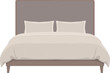 © NusratJahan - Modern bedroom bed furniture vector illustration with a comfortable mattress pillows and neutral bedding