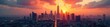 © vilavanh - A sleek, modern cityscape skyline at sunset, symbolizing success, achievement, and high social standing The image evokes feelings of prosperity and aspiration , business, progress, elite