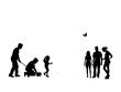 © Mohsin - Group of man woman children planting tree vector silhouette collection
