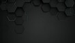 © juliansyah - Hexagonal patterns in dark shades with faint blue accents forming a modern, layered, geometric, hi-tech background