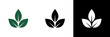 © Rusdan - A simple three-leaf icon symbolizing nature and growth, shown in color, solid black, and white versions to fit light or dark backgrounds.