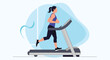 © Farhan - A woman running on a treadmill for a cardiovascular workout at home.